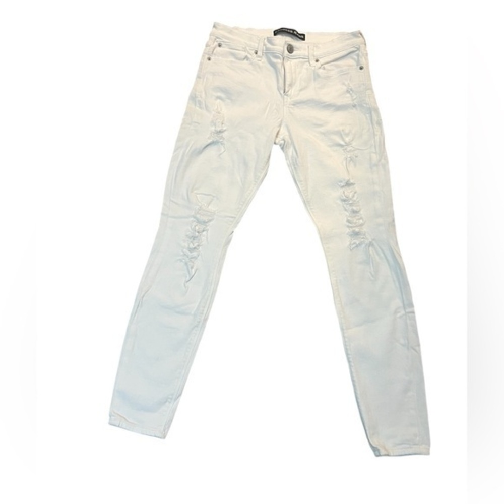 Express Women's Mid- Rise White Distressed Legging Jeans Size 8